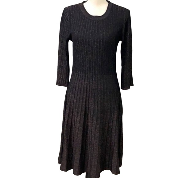 NANETTE LEPORE Fit & Flare Shimmer Lurex Thread Knit Mini Dress Size XL * ND15 - Picture 4 of 6